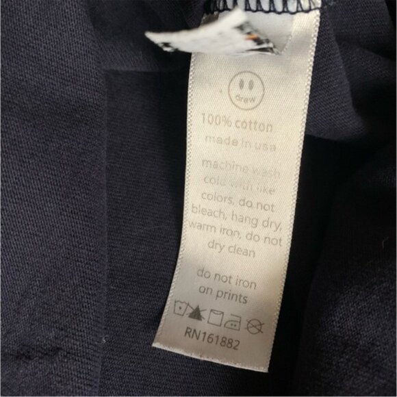 Drew House Navy Blue Happy Face Logo Justin Bieber Shirt - Picture 6 of 9